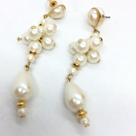 3/$30 VINTAGE 80S RUNWAY FAUX PEARL EARRINGS DROP DANGLE BAUBLE TEARDROP - Picture 6 of 14